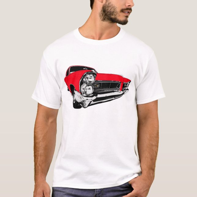 T-shirt Rouge Pontiac 1965 Grand prix (Devant)