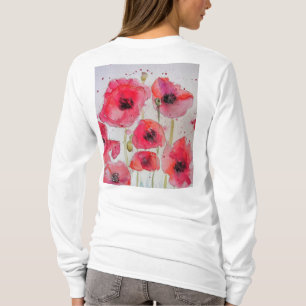 T-shirt Rouge Populaire floral Aquarelle Art Motif