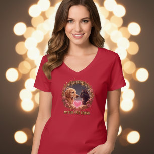 T-shirt rouge pour femmes 'Fur Ever Friend' pour l