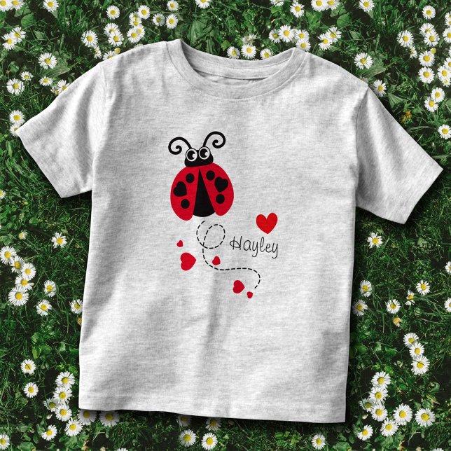 T-shirt rouge pour les coeurs de coccinelle volant (Créateur téléchargé)