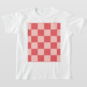T-shirt Rouge rose À damiers En vichy Motif