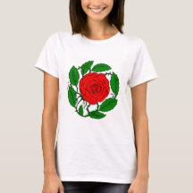 T-shirt rouge rose pour femmes. Longs feuillage