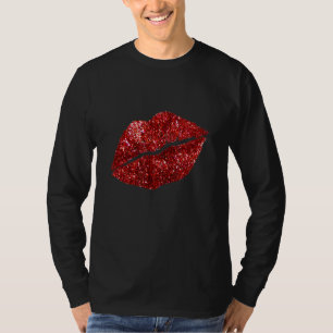T-shirt Rouge Rouge à Lèvres Brillant Lèvres Baiser Rouge