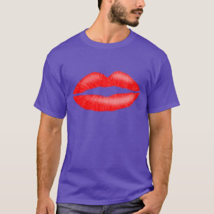 T-shirt Rouge rouge à lèvres séduisantes Lèvres féminine T