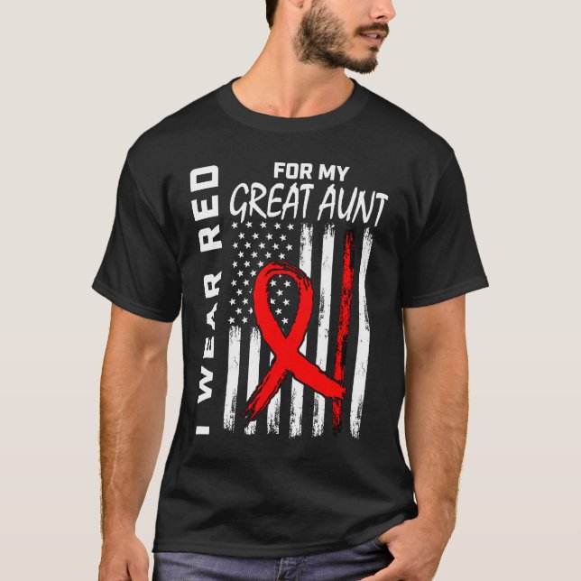 T-shirt Rouge Ruban Grand Tante Maladie cardiaque Amer de  (Devant)