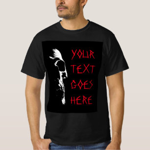 T-shirt Rouge Texte en détresse Homme Halloween Crâne Horr