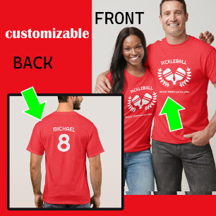 T-shirt ROUGE Texte personnalisé (avant et arrière)