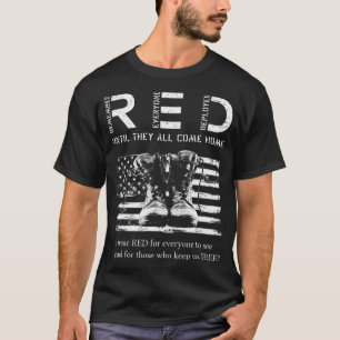 T-shirt Rouge Vendredi Militaire Jusqu'À Ce Qu'Ils Revienn