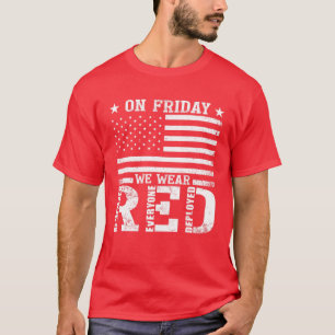 T-shirt ROUGE Vendredi Souvenez-vous de tous déployés US