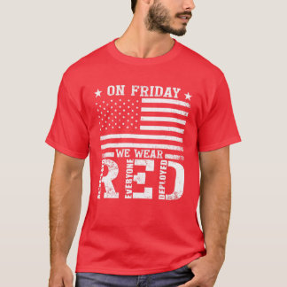 T-shirt ROUGE Vendredi Souvenez-vous de tous déployés USA 