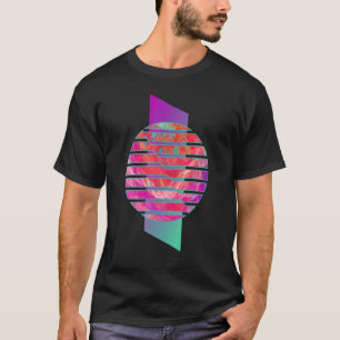 T-shirt Rouge violet mer vert moderne Fumée Motif de géomé
