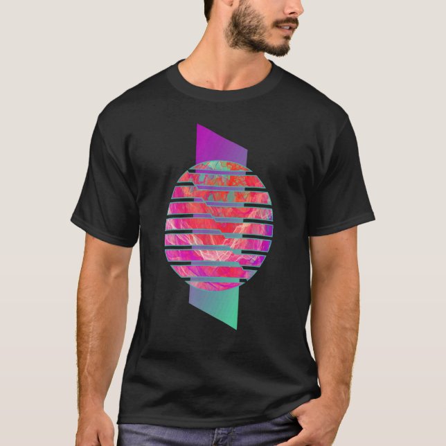 T-shirt Rouge violet mer vert moderne Fumée Motif de géomé (Devant)