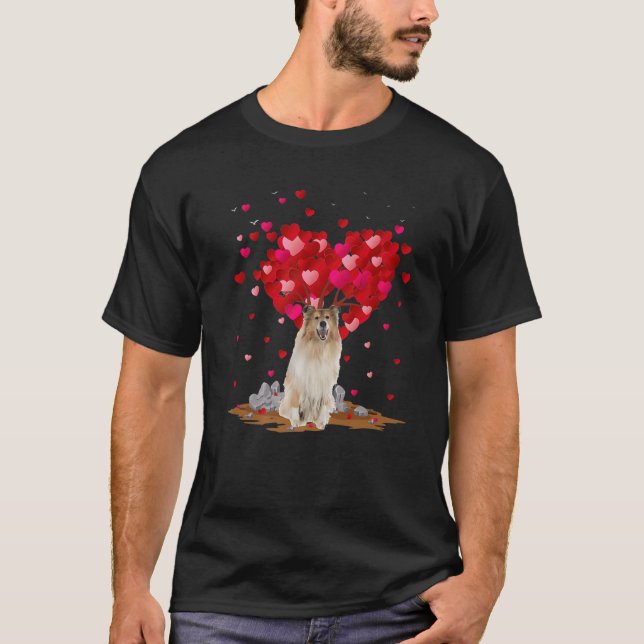 T-shirt Rough Collie Amoureux des chiens Forme cardiaque R (Devant)