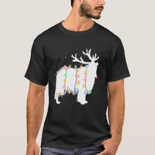 T-shirt Rough Collie Chien Arbre Lumières de Noël Noël Jeu