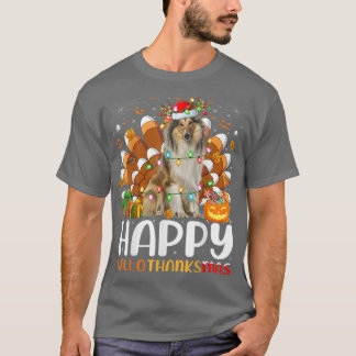 T-shirt Rough Collie Chien Halloween Noël Happy Halloth
