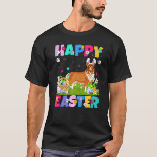 T-shirt Rough Collie Chien Happy Pâques Rough Collie Pâque