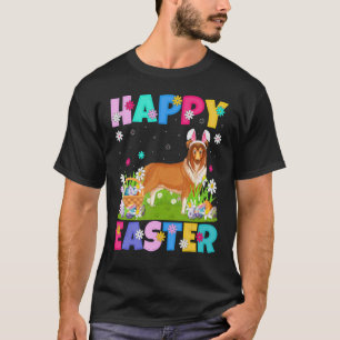 T-shirt Rough Collie Chien Happy Pâques Rough Collie Pâque