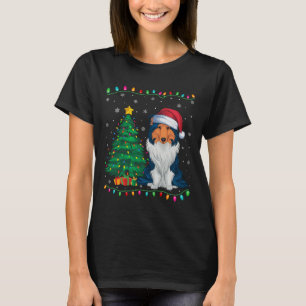 T-shirt Rough Collie Chien Santa Chapeau Hommes Femmes Enf