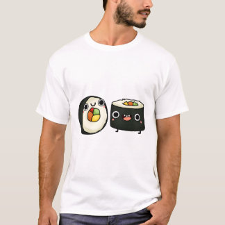 T-shirt Roulades de sushi Kawaii joyeuses
