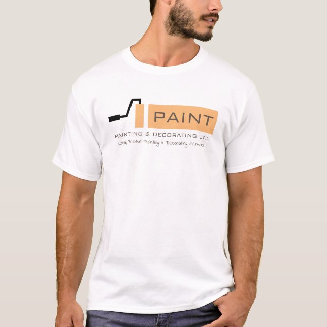 T-shirt Rouleau à peinture crème, Peintre & Décorateur Adv (Devant)