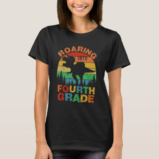 T-shirt Rouler à la 4e année Dinosaur Rex Retour à l'école