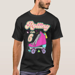 T-shirt Rouler Dans 6 Ans Fille 6e Anniversaire Roller