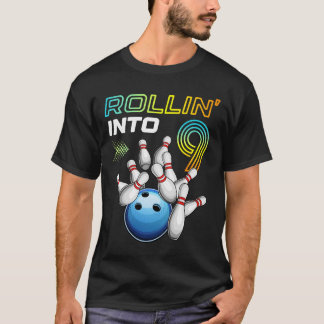 T-shirt Rouler Dans 9 Anniversaire Rétro Bowling 9ème Anni