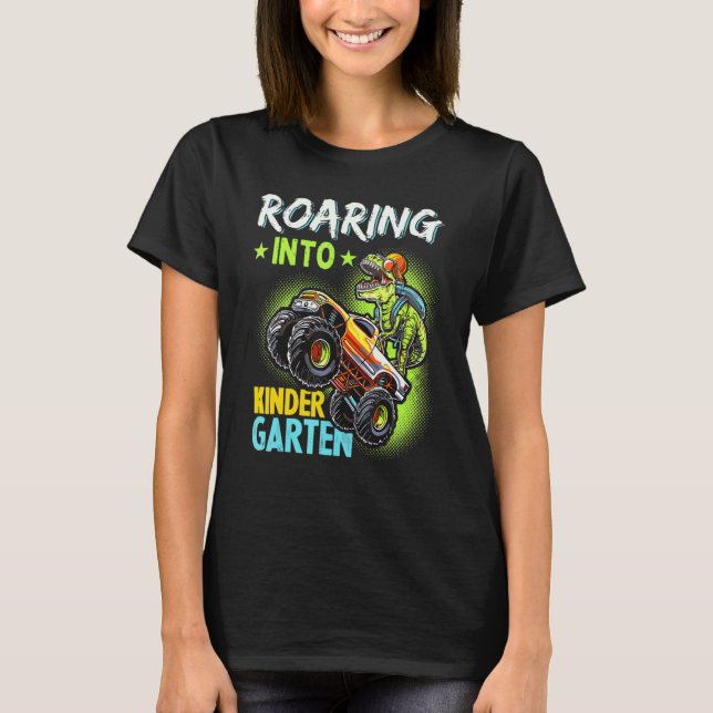 T-shirt Rouler dans le jardin d'enfants Dinosaur T Rex Ret (Devant)