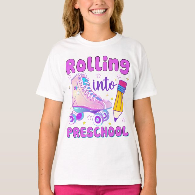 T-shirt Rouler Dans L'École Préscolaire | Patinage à roule (Devant)