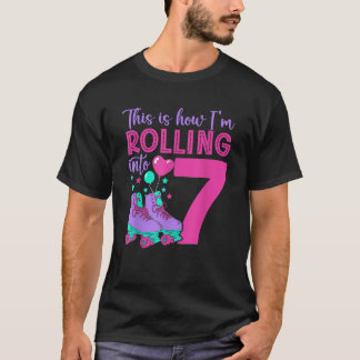 T-shirt Rouler en 7 filles 7e anniversaire Roller Patins