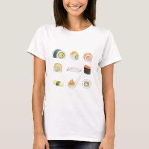 T-shirt Roulés de sushi à l'aquarelle