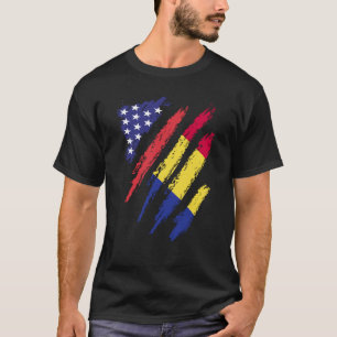 T-shirt Roumanie American Grosse Drapeau USA Patriot Herit
