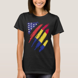 T-shirt Roumanie American Grosse Drapeau USA Patriot Herit