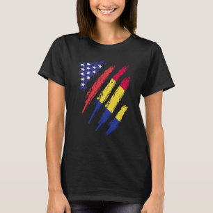 T-shirt Roumanie American Grosse Drapeau USA Patriot Herit