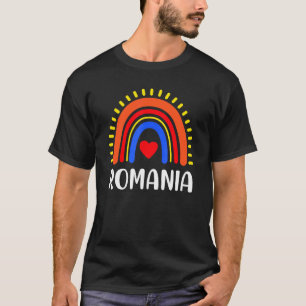 T-shirt Roumanie Coeur Arc En Ciel Pour Femmes