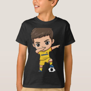 T-shirt Roumanie Dab Enfant Goal Cartoon Drapeau Roumain P