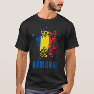 T-shirt Roumanie Rétro Vintage Aquarelles Sport Drapeau Ro
