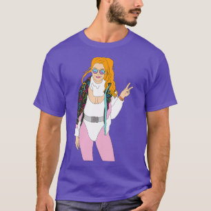 T-shirt rousse ski fille ski vintage ski complet lunettes 