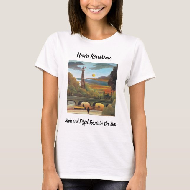 T-shirt Rousseau Seine et Tour Eiffel au coucher du soleil (Devant)