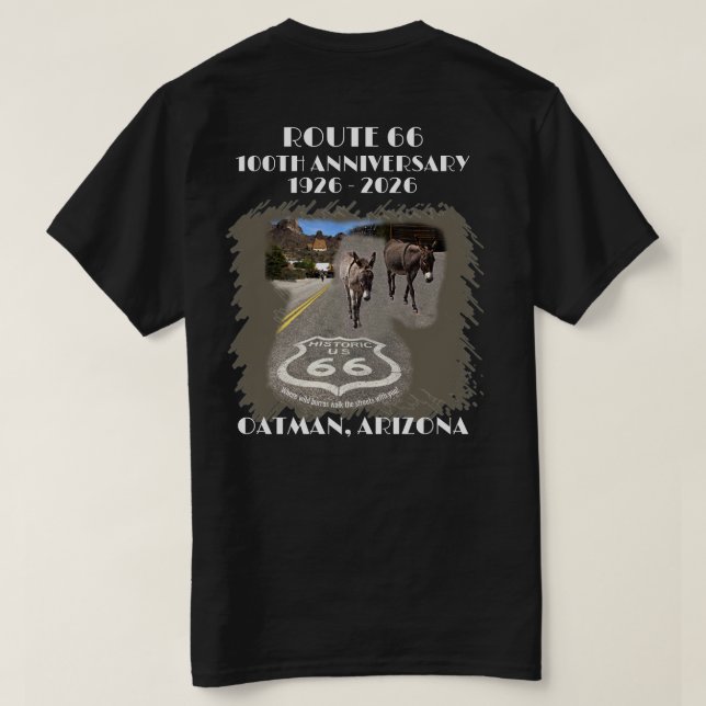 T-shirt Route 66-100 ans Oatman Arizona Retour (Design dos)