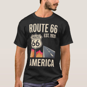 T-shirt Route 66 Américain Rétro Vintage Années 70 Amer