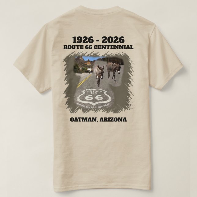 T-shirt Route 66 Centennial Oatman, Arizona Retour (Design dos)