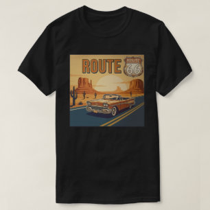 T-shirt Route 66 Cruiser Classique Coucher de soleil