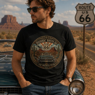 T-shirt Route 66 Historique Voiture Classique Vintage Dése