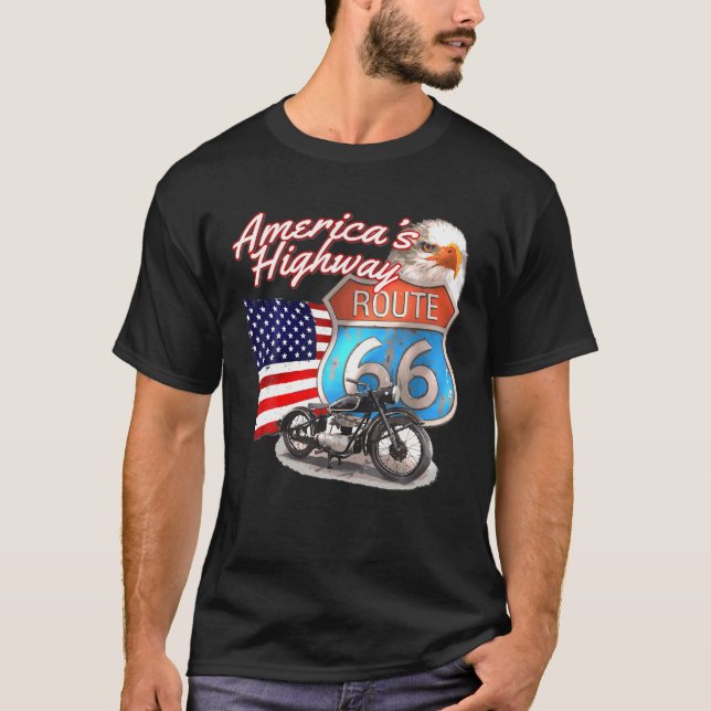 T-shirt Route 66 - Route de l'Amérique Voyage routier USA  (Devant)