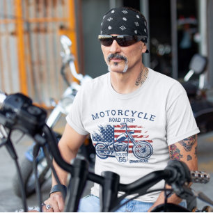 T-shirt Route de moto Route 66 Sturgis ou Bust