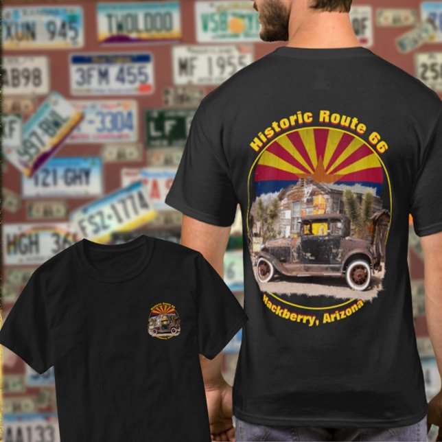 T-shirt Route historique 66 Hackberry, Arizona Front Back (Créateur téléchargé)