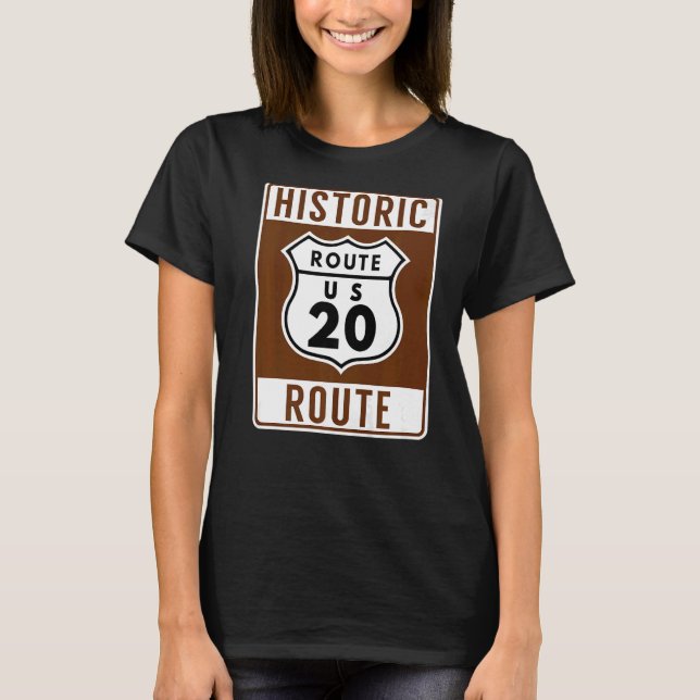 T-shirt Route historique des États-Unis 20 La plus longue  (Devant)
