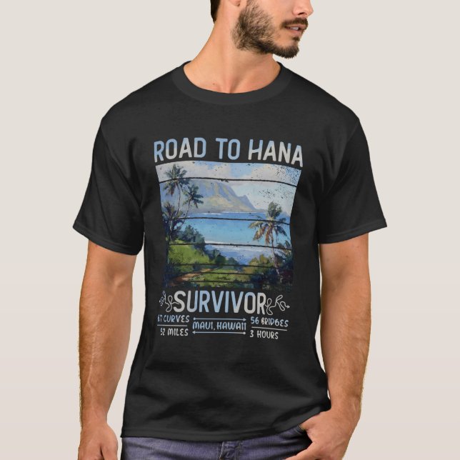 T-shirt Route Rjc Vers Hana Survivor Maui Hawaii Voyage Ad (Devant)