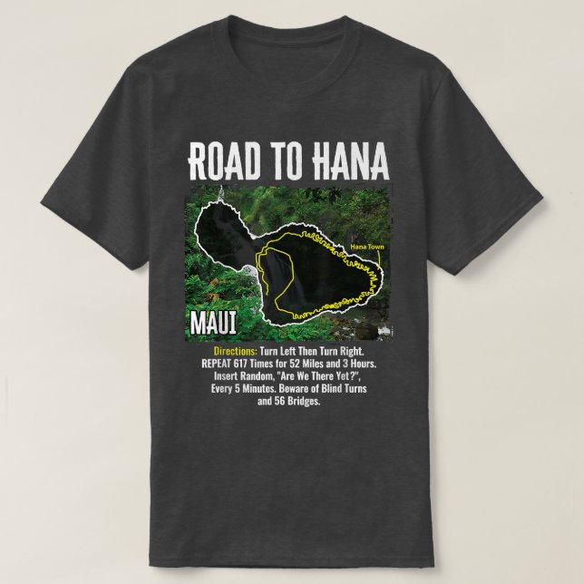 T-shirt Route Vers Hana Carte Maui Island Surfing Hawaiian (Design devant)